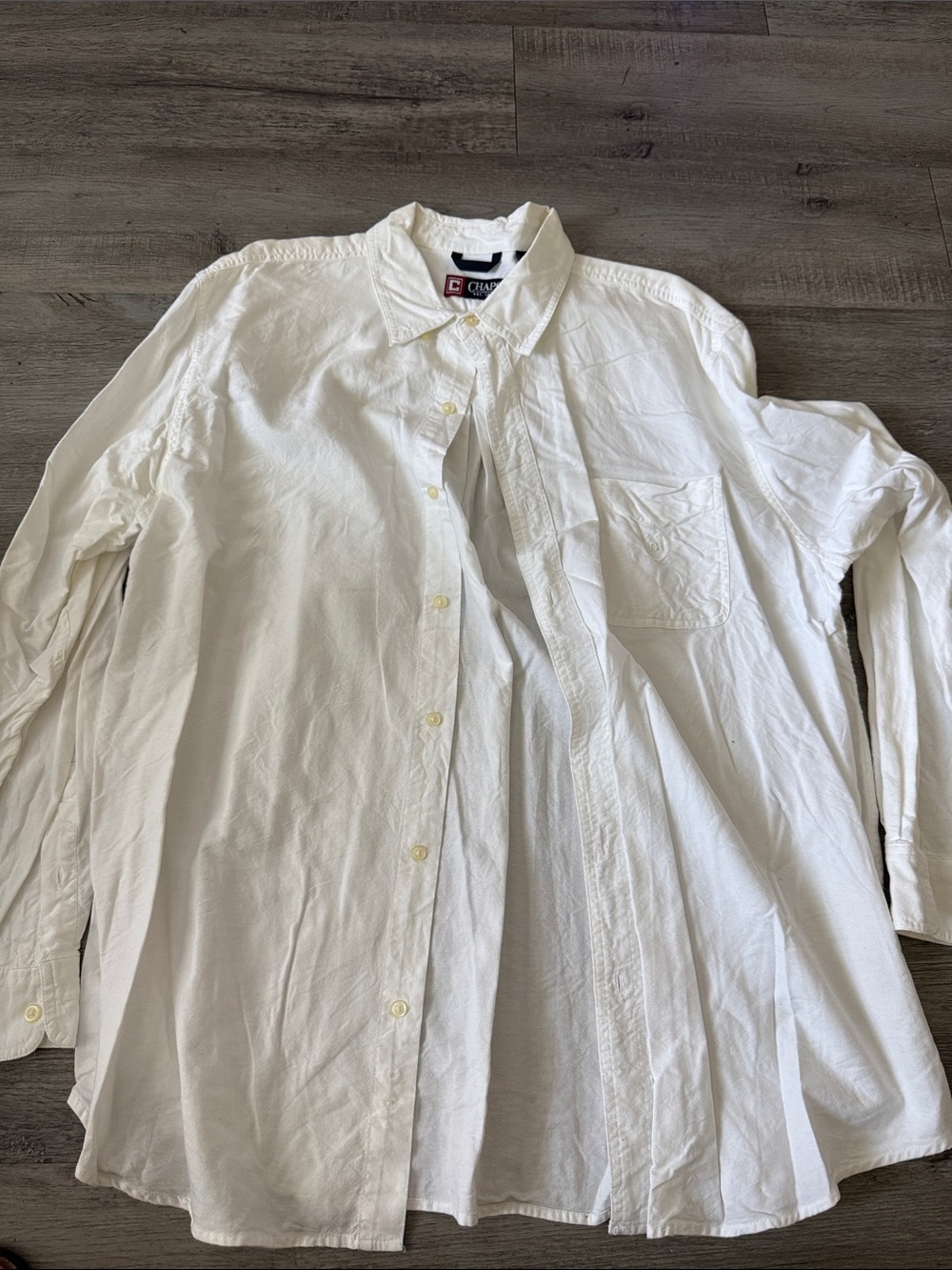 Chaps White Casual Long-Sleeve Button-Down Shirt